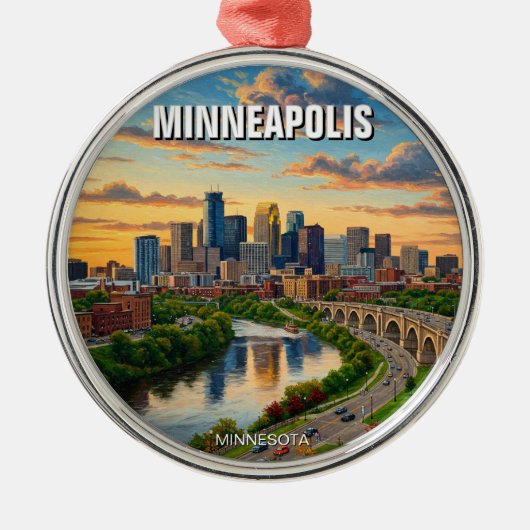 Minneapolis Minnesota Reizen Metalen Ornament (Voorkant)
