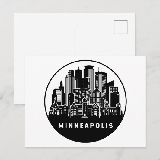 Minneapolis Minnesota Skyline Briefkaart (Voorkant / Achterkant)