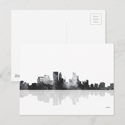 MINNEAPOLIS, MINNESOTA SKYLINE BRIEFKAART (Voorkant / Achterkant)