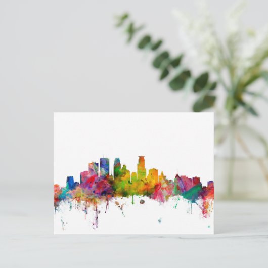 Minneapolis Minnesota Skyline Briefkaart (Staand voorkant)