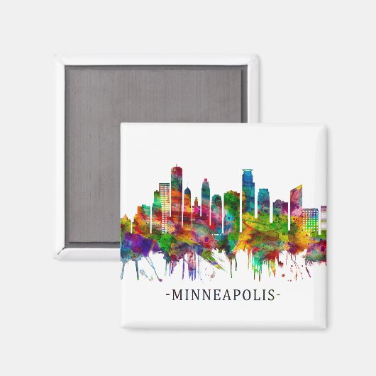 Minneapolis Minnesota Skyline Magneet (Voorkant / Achterkant)