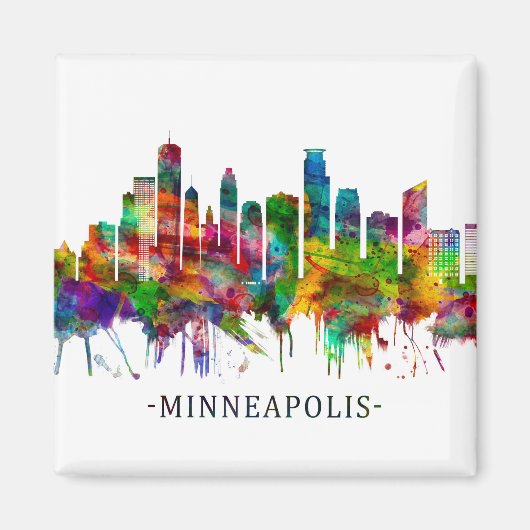 Minneapolis Minnesota Skyline Magneet (Voorkant)