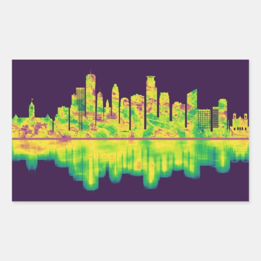 Minneapolis Minnesota Skyline Rechthoekige Sticker (Voorkant)