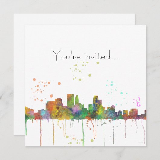 MINNEAPOLIS, MINNESOTA SKYLINE - Uitnodiging (Voorkant / Achterkant)