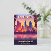 Minneapolis Minnesota Stadssilhouet Trouw Save The Date (Staand voorkant)