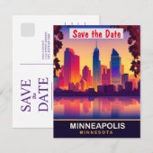 Minneapolis Minnesota Stadssilhouet Trouw Save The Date (Voorkant / Achterkant)