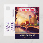 Minneapolis Minnesota Stenen Brug Trouwen Save The Date (Voorkant / Achterkant)