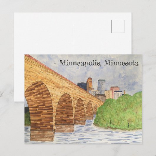 Minneapolis, Minnesota Stone Arch Bridge Post Card Briefkaart (Voorkant / Achterkant)