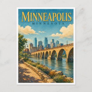 Minneapolis Minnesota Stone Arch GeoSaga Briefkaart