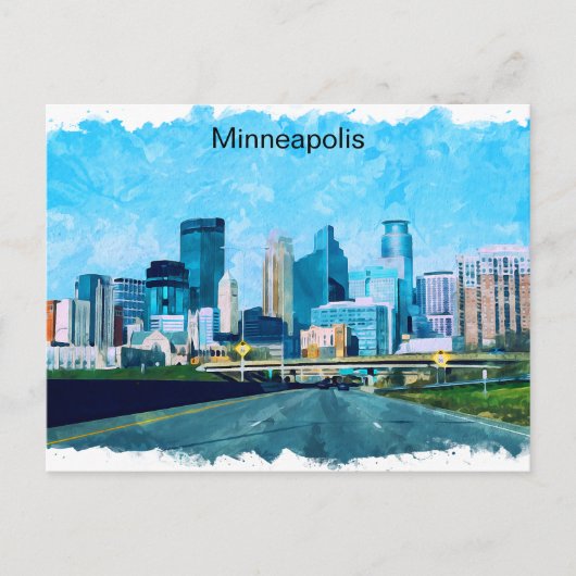 Minneapolis Minnesota Travel Skyline Briefkaart (Voorkant)