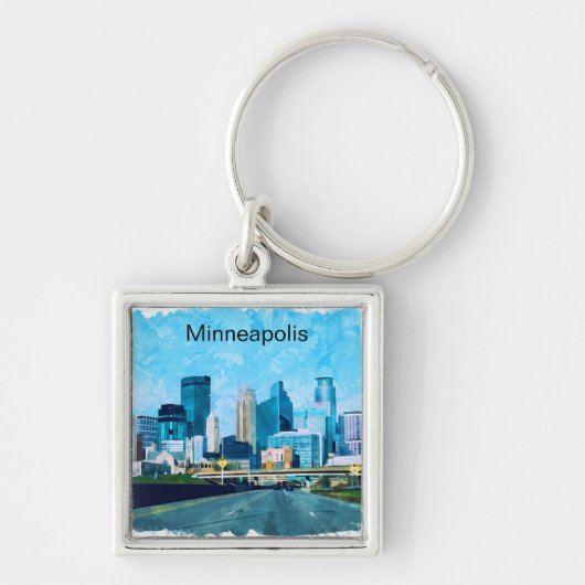 Minneapolis Minnesota Travel Skyline Sleutelhanger (Voorkant)