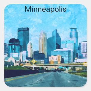 Minneapolis Minnesota Travel Skyline Vierkante Sticker
