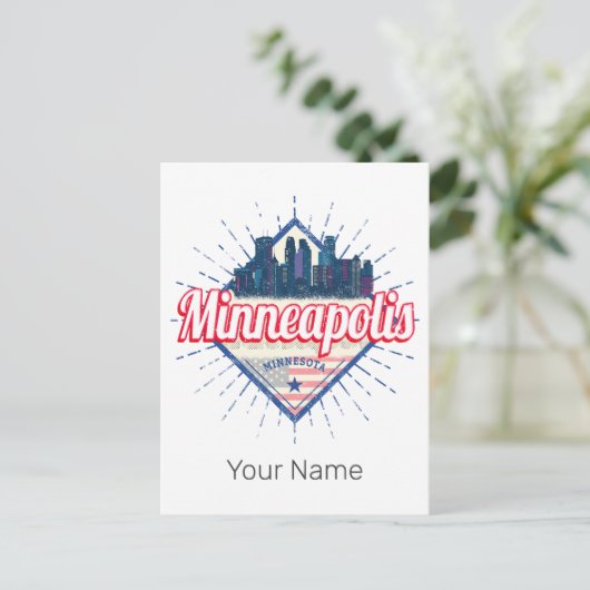 Minneapolis Minnesota USA Skyline Verenigde Staten Briefkaart (Staand voorkant)