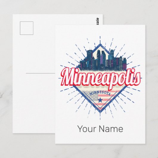 Minneapolis Minnesota USA Skyline Verenigde Staten Briefkaart (Voorkant / Achterkant)