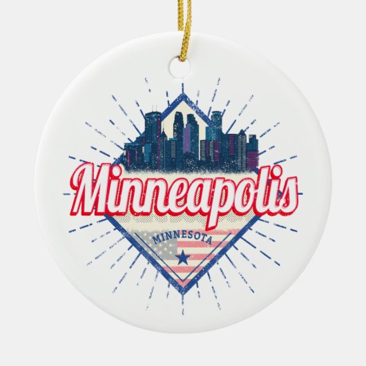 Minneapolis Minnesota USA Skyline Verenigde Staten Keramisch Ornament (Voorkant)