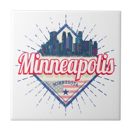 Minneapolis Minnesota USA Skyline Verenigde Staten Tegeltje (Voorkant)