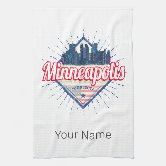 Minneapolis Minnesota USA Skyline Verenigde Staten Theedoek (Verticaal)