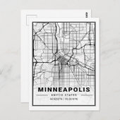Minneapolis Minnesota USA Travel City Map Briefkaart (Voorkant / Achterkant)