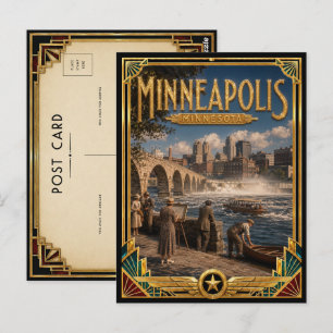 Minneapolis Minnesota Vintage Art Deco Gouden Tijd Briefkaart