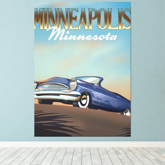 Minneapolis, Minnesota vintage poster Canvas Afdruk (Insitu (Houten vloer))