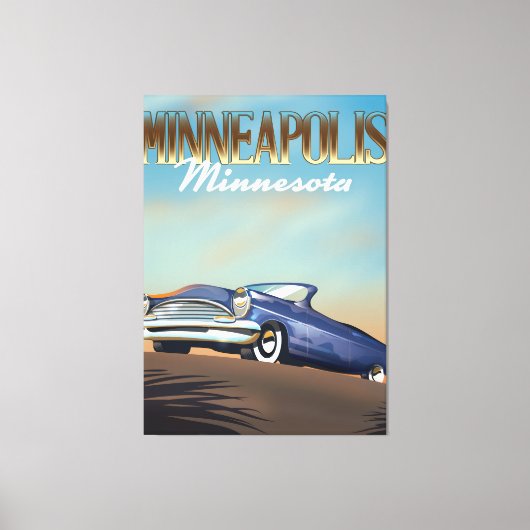 Minneapolis, Minnesota vintage reisposter Canvas Afdruk (Voorkant)