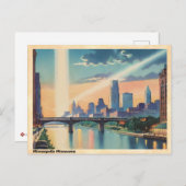 Minneapolis Minnesota Vintage Travel Briefkaart (Voorkant / Achterkant)