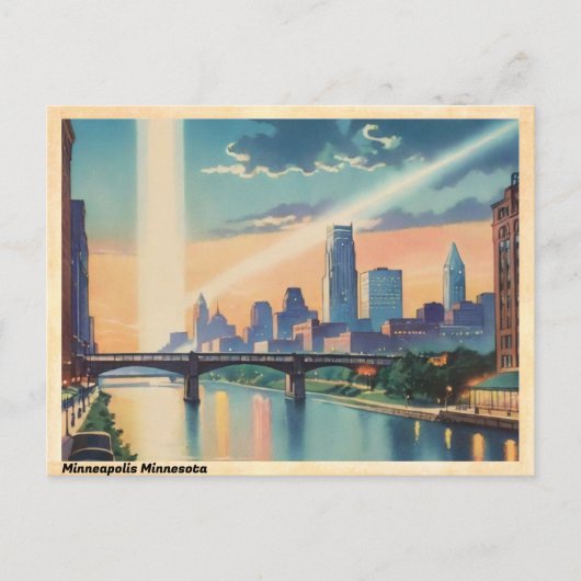 Minneapolis Minnesota Vintage Travel Briefkaart (Voorkant)