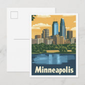 Minneapolis Minnesota Vintage Travel Illustratie Briefkaart (Voorkant / Achterkant)