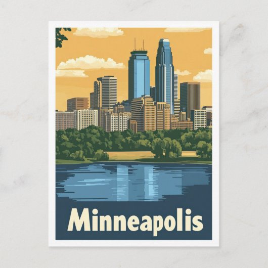 Minneapolis Minnesota Vintage Travel Illustratie Briefkaart (Voorkant)