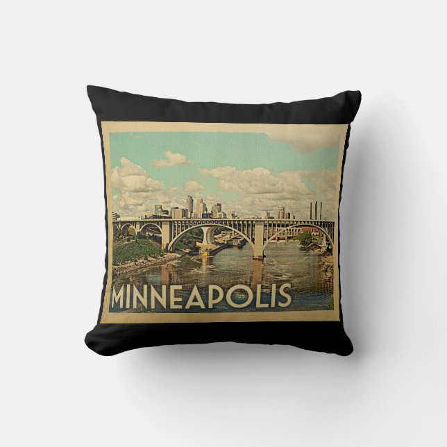 Minneapolis Minnesota Vintage Travel Kussen (Voorkant)