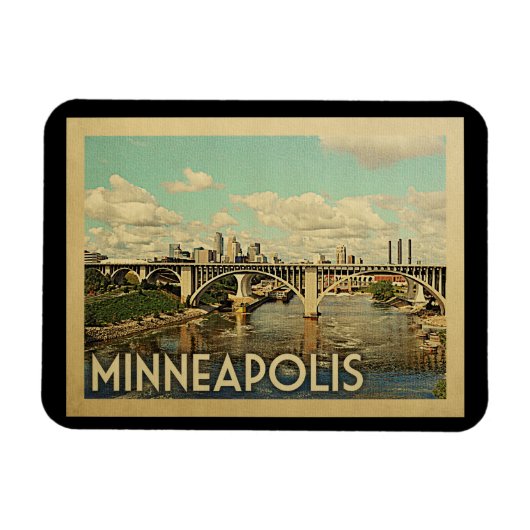 Minneapolis Minnesota Vintage Travel Magneet (Horizontaal)
