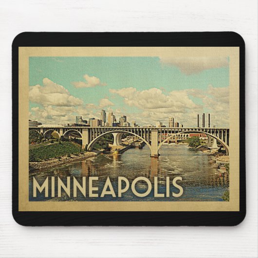 Minneapolis Minnesota Vintage Travel Muismat (Voorkant)