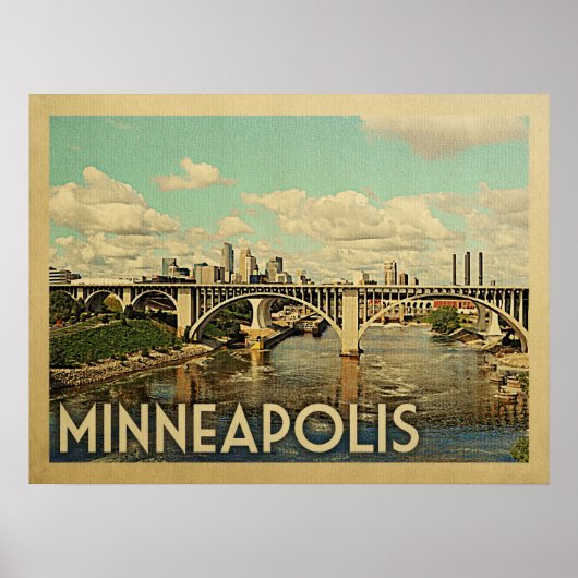 Minneapolis Minnesota Vintage Travel Poster (Voorkant)