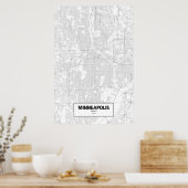 Minneapolis, Minnesota (zwart op wit) Poster (Keuken)