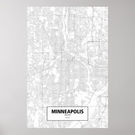 Minneapolis, Minnesota (zwart op wit) Poster (Voorkant)