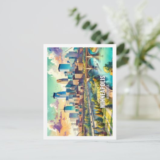Minneapolis Minnesta USA Beroemde Plaats waterverf Briefkaart (Staand voorkant)