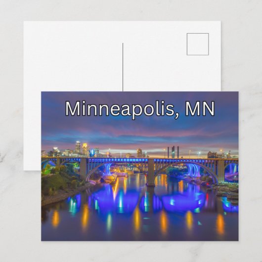 Minneapolis, MN Briefkaart Souvenir Reizen (Voorkant / Achterkant)