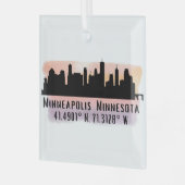 Minneapolis MN City Skyline Glass Ornament (Voorkant links)