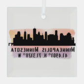 Minneapolis MN City Skyline Glass Ornament (Achterkant)