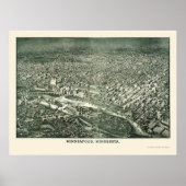 Minneapolis, MN Panorama Map - 1879 Poster (Voorkant)