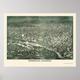 Minneapolis, MN Panorama Map - 1879 Poster