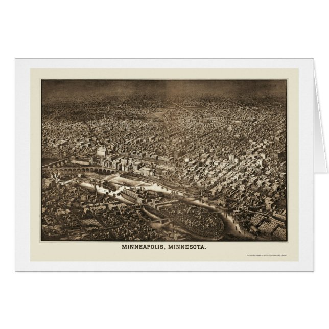 Minneapolis, MN Panorama Map - 1885 (Voorkant Horizontaal)