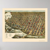 Minneapolis, MN Panorama Map - 1891 Poster (Voorkant)