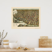 Minneapolis, MN Panorama Map - 1891 Poster (Keuken)