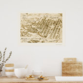 Minneapolis, MN Panorama Map - 1891 Poster (Keuken)