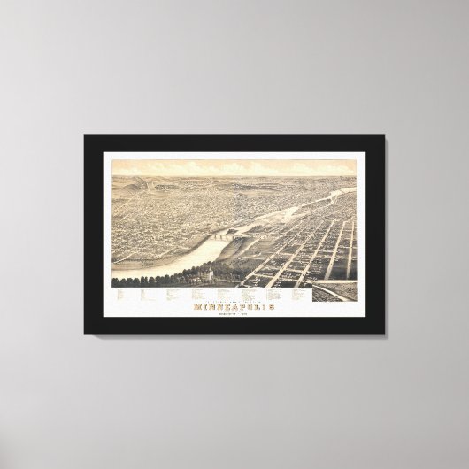 Minneapolis MN Panoramische Kaart DIGITAAL OPGELOS Canvas Afdruk (Voorkant)