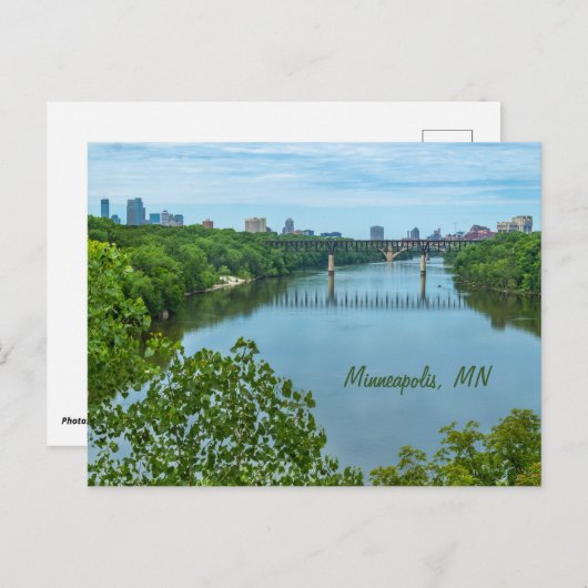 Minneapolis, MN Skyline briefkaart (Voorkant / Achterkant)
