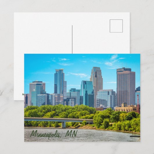 Minneapolis, MN Skyline briefkaart (Voorkant / Achterkant)
