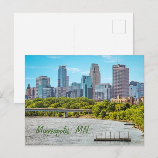 Minneapolis, MN Skyline briefkaart (Voorkant / Achterkant)