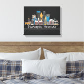 Minneapolis, MN Skyline Canvas Print (Insitu (Slaapkamer))